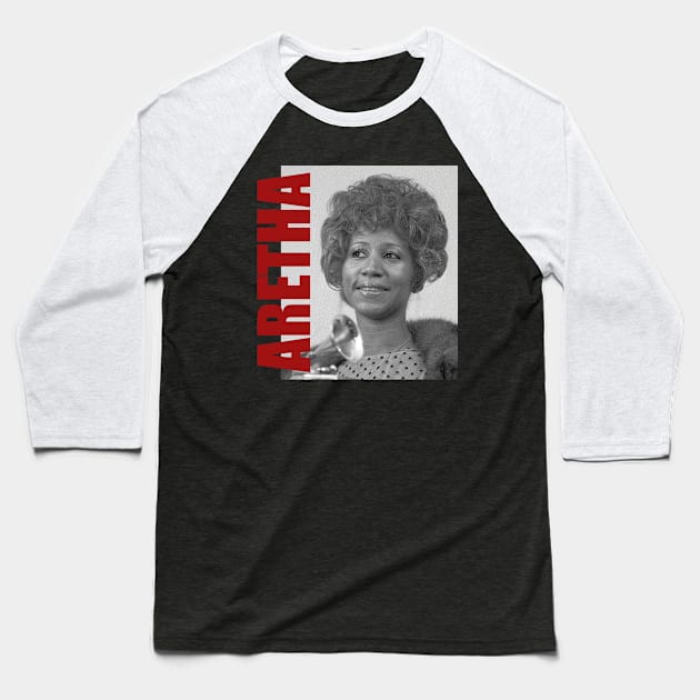 Aretha Franklin - Retro Aesthetic Fan Art Baseball T-Shirt by JULIAN AKBAR PROJECT